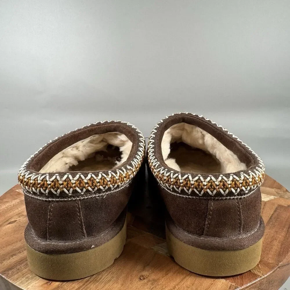 UGG Tasman Clogs Womens 9 Brown Suede Shearling Slippers Comfort Shoes - Picture 4 of 7